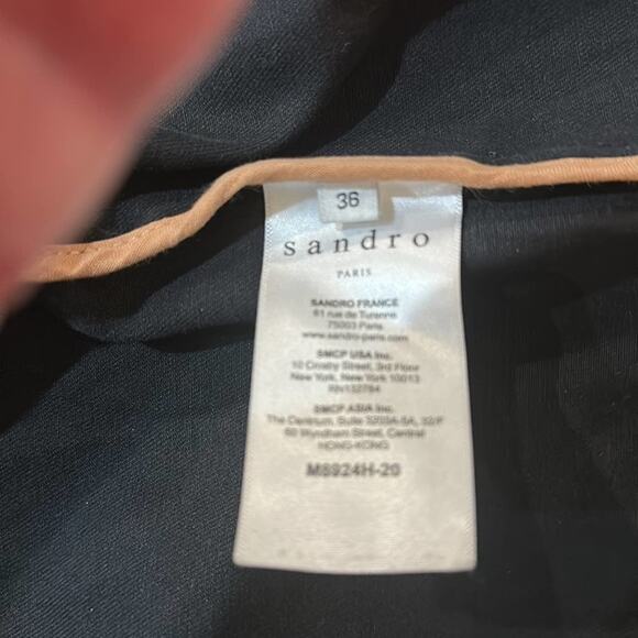 Sandro Paris Malena 100% cotton 3/4 length Black trench coat size 4 EU 36 - Picture 11 of 12
